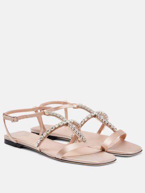 Gwyn embellished satin and leather sandals