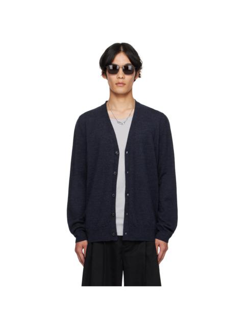 Navy Suede Elbow Patch Cardigan