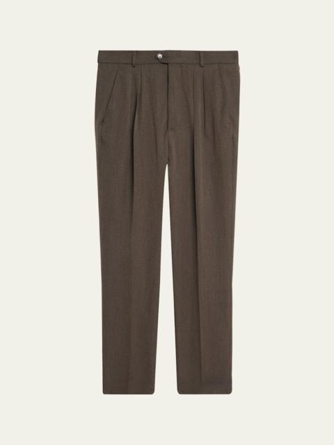 Men's Stafford Wool Twill Pleated Trousers