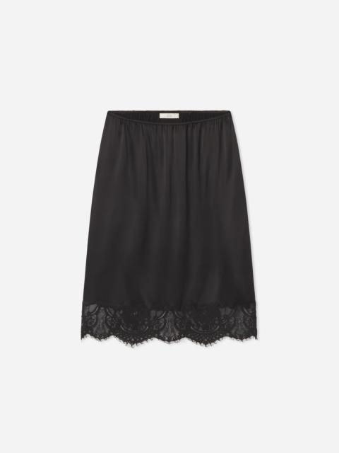 Elastic Waist Lace Slip Skirt in Silk