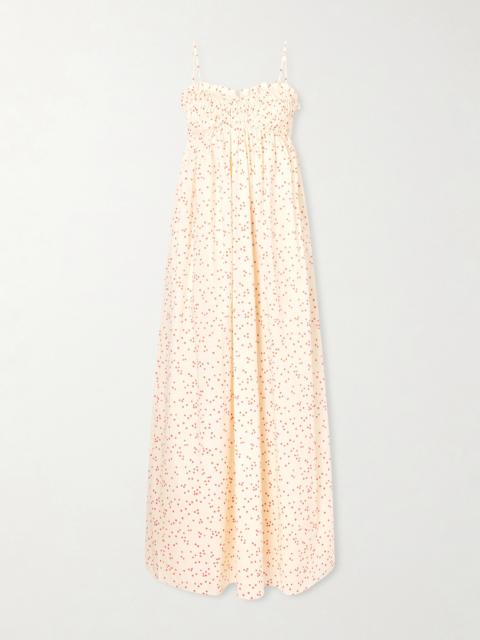 Presa Shirred Ruffled Polka-dot Cotton-voile Maxi Dress