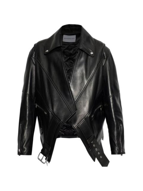 zip-up lambskin jacket