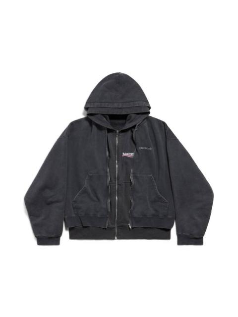 Men's Layered Zip-up Hoodie in Faded Black