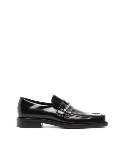 square-toe leather loafers