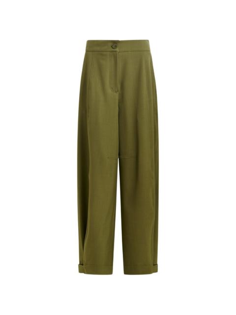 barrel-leg pleated trousers