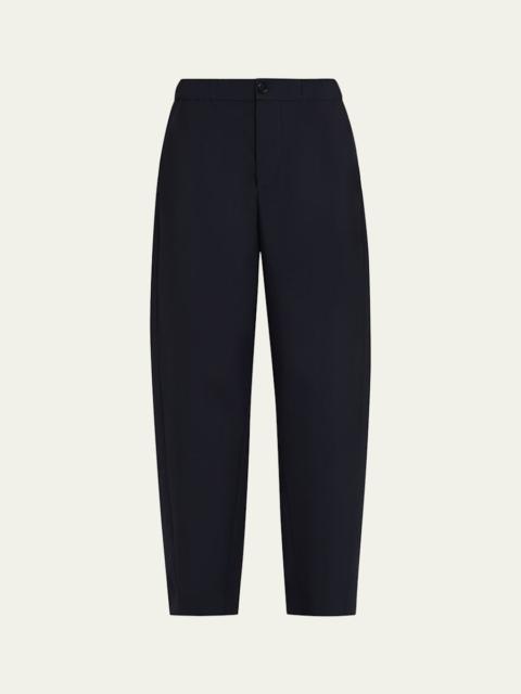 Elastic Waistband Straight-Leg Trousers