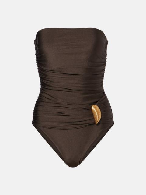 Lorena appliqué ruched swimsuit