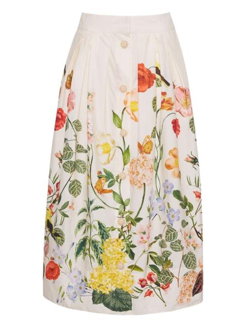 Marge floral-print pleated midi skirt