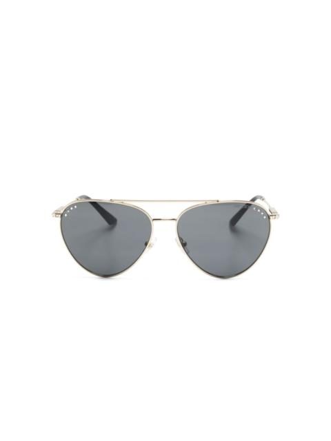 crystal-embellished pilot-frame sunglasses