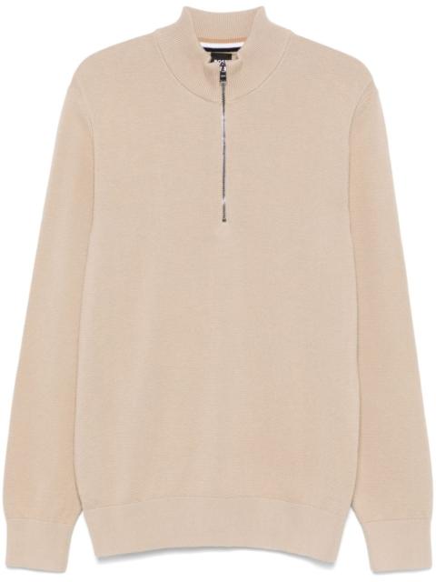 zipped cotton sweater