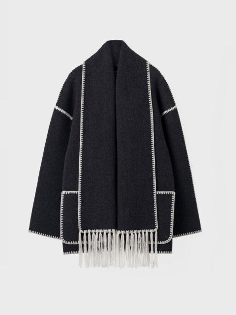 Embroidered scarf jacket dark grey mélange