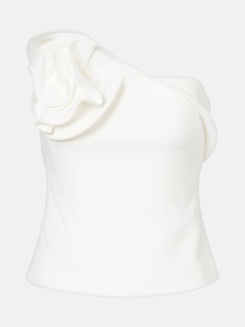 Floral-appliqué strapless crêpe top