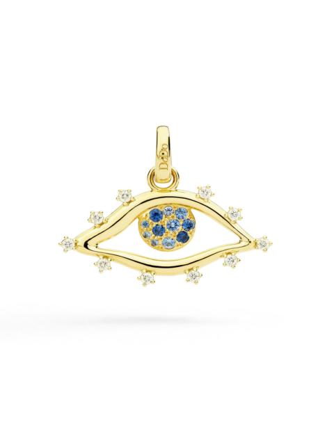 YELLOW GOLD EYE CHARM, SAPPHIERS & DIAMONDS