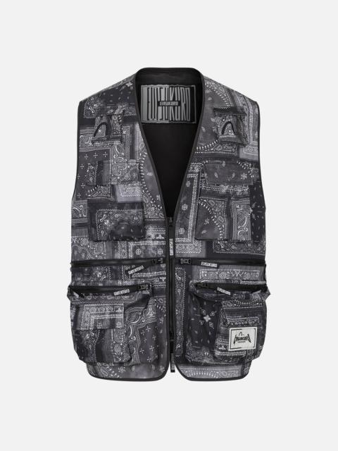 Allover Paisley Print Oversized Cargo Vest