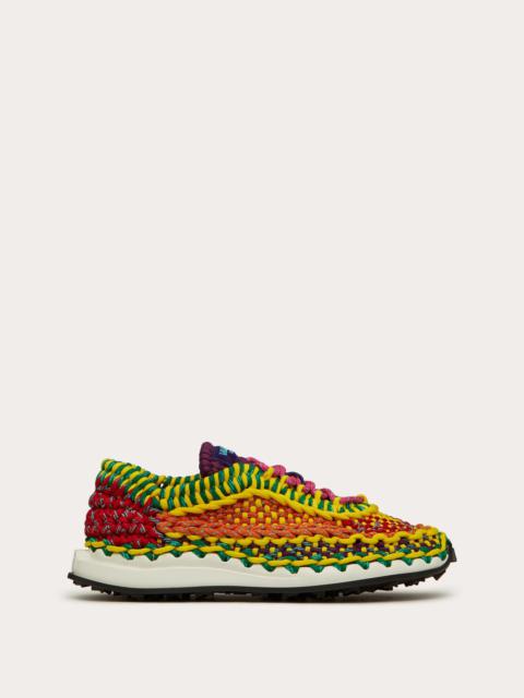 VALENTINO GARAVANI CROCHET SNEAKER IN FABRIC