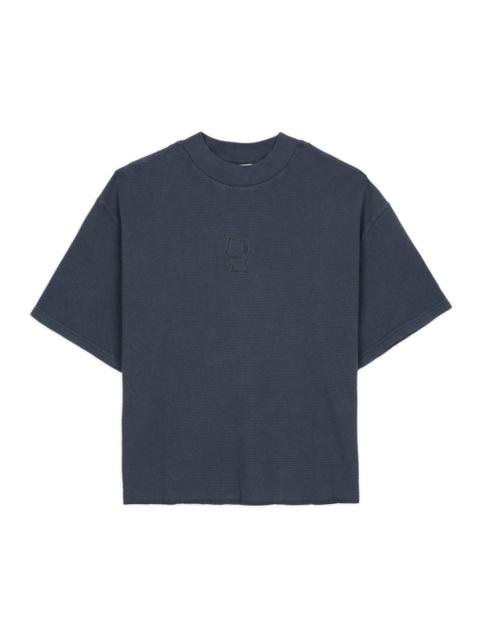 Boxy Thermal Mock Neck T-Shirt - Slate