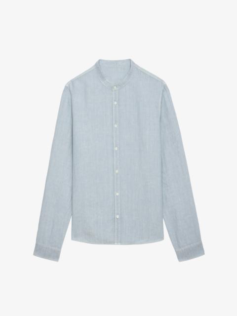 Stan Linen Band Collar Shirt