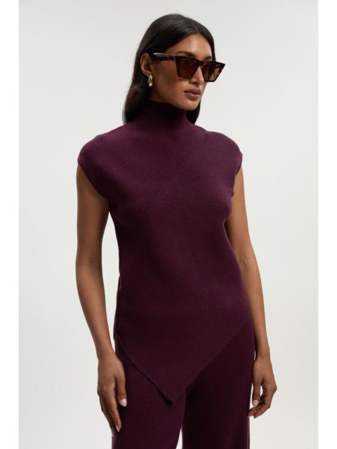 Soft Ribbed Asymmetric Hem Knitted Top