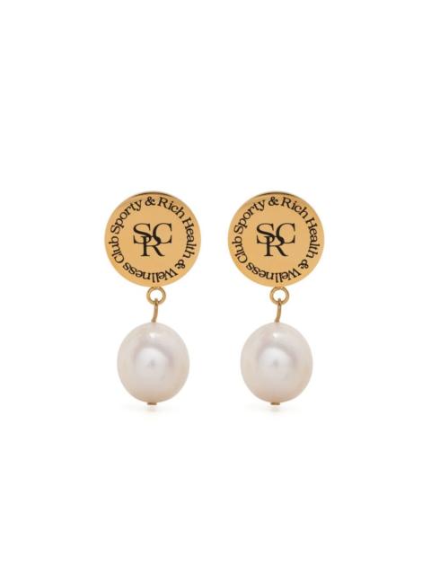 logo-button pearl-drop earrings