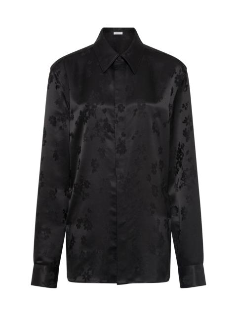 Cruz Shirt in Black Embroidered Silk
