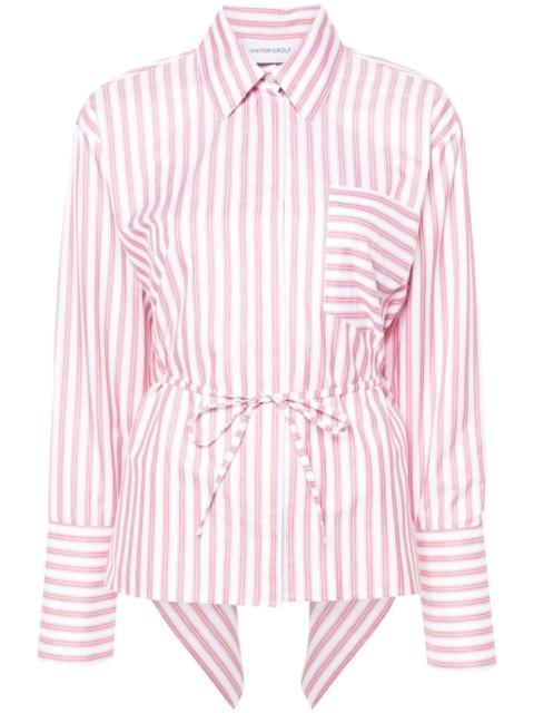Volant open back striped shirt