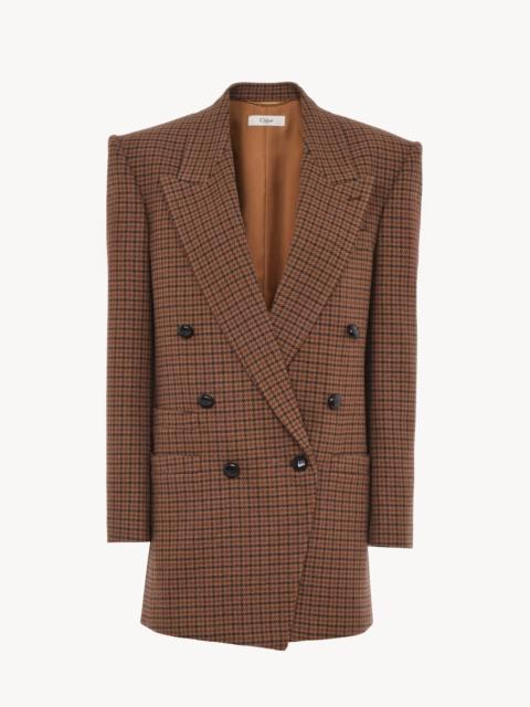 DOUBLE-BREASTED TAILORED JACKET IN HOUNDSTOOTH WOOL