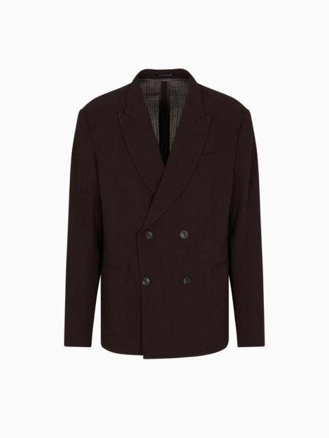 DOUBLE-BREASTED JACKET IN WOOL CRÊPE WITH 3D EFFECT