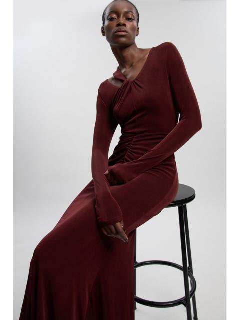 Slinky Crepe Twist Detail Maxi Dress