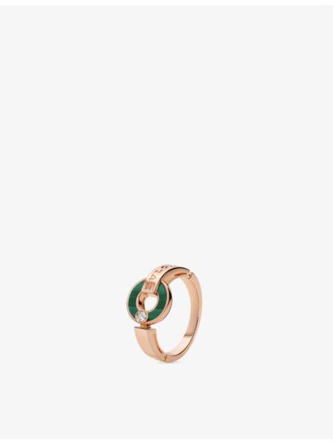 BVLGARI BVLGARI 18ct rose-gold, 0.04ct brilliant-cut diamond and malachite ring