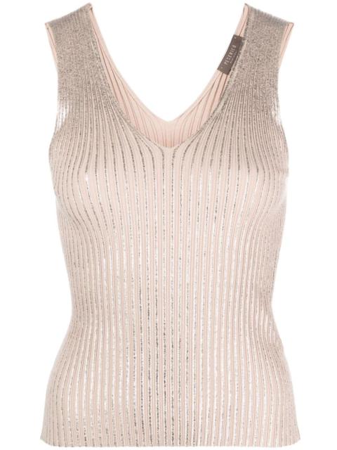 ribbed-knit V-neck top