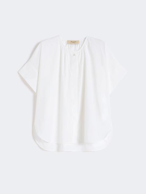 Cotton poplin crew-neck shirt - WHITE