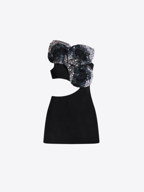 EMBROIDERED OMBRE CRYSTAL MINI DRESS