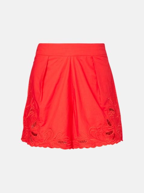 Embroidered cotton shorts