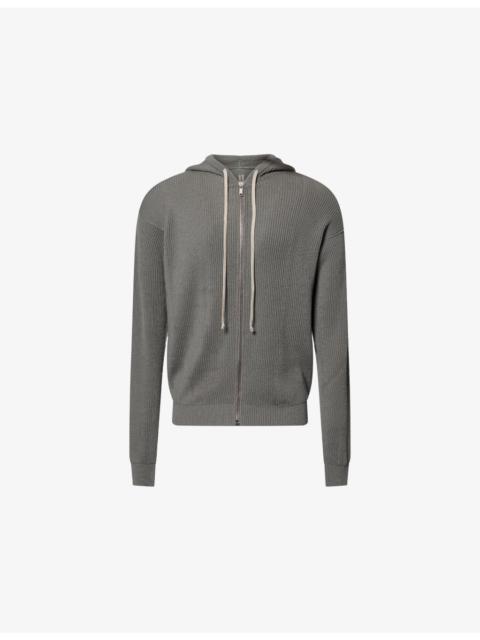 Zip-Up Rib-Knit Wool Hoody