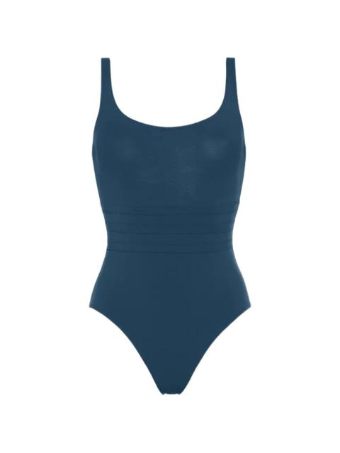 scoop-neck textured swimsuit