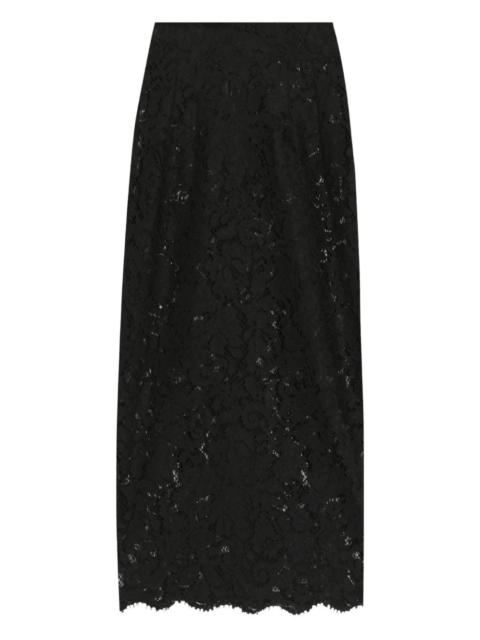 cordonetto lace-trim midi skirt