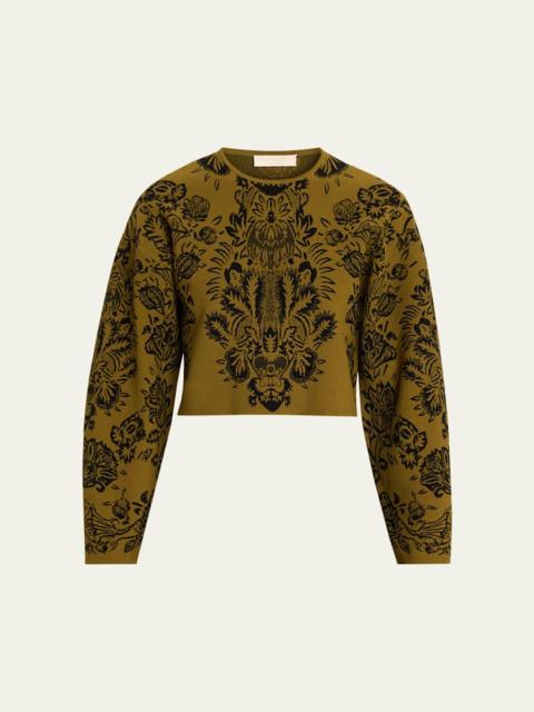 Elisa Jacquard Knit Crop Sweater