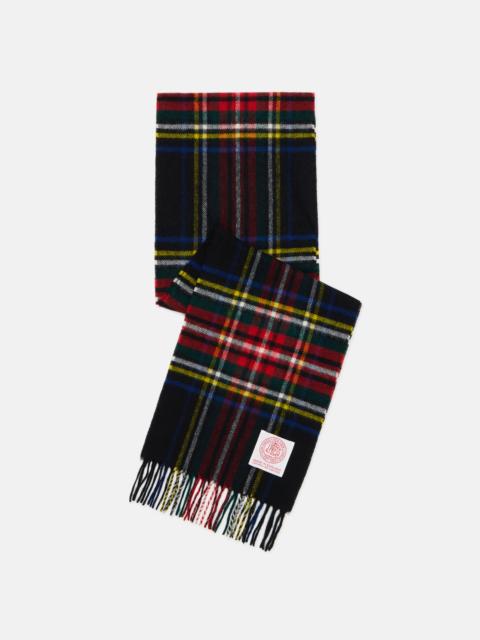 MADE-IN-ENGLAND BLACK STEWART TARTAN MERINO WOOL SCARF