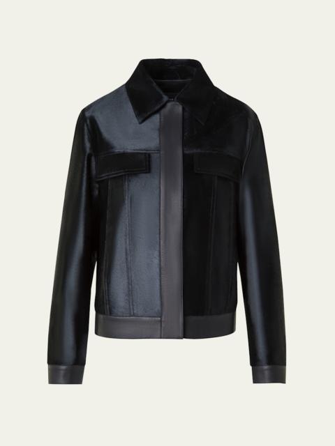 Gemini Calf Shearling and Leather Trucker Jacket