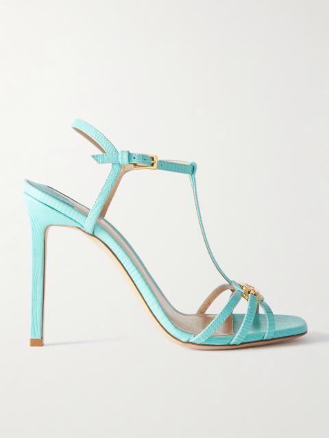 Whitney Embellished Lizard-effect Leather Sandals