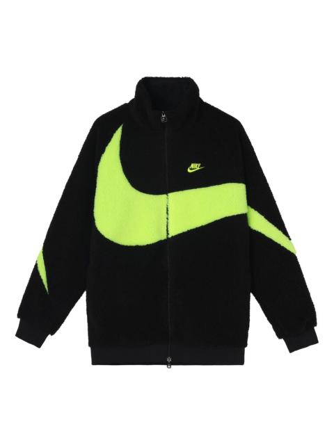 Nike Big Swoosh Reversible Boa Jacket (Asia Sizing) 'Black Neon' BQ6546-017