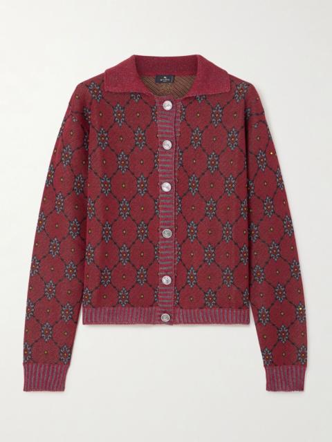 Jacquard-knit cardigan Burgundy