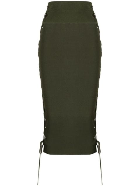 lace-up detailed knitted skirt