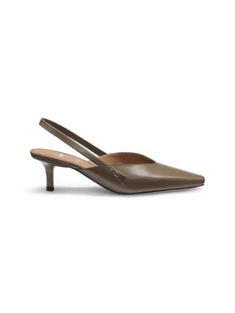 SLINGBACK PUMPS IN POLISHED LEATHER