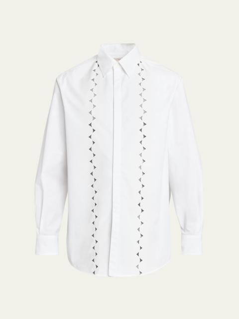Men's Scalloped Broderie Anglaise Button-Down Shirt