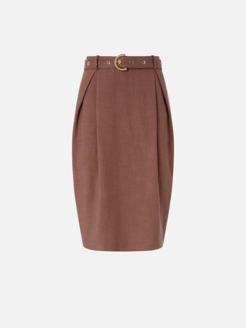 SLIM-FITTING CALF-LENGTH SKIRT WITH BELT