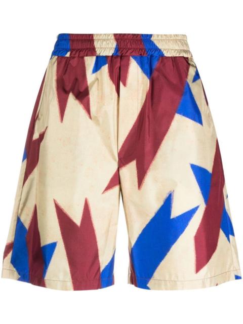 abstract-print silk shorts