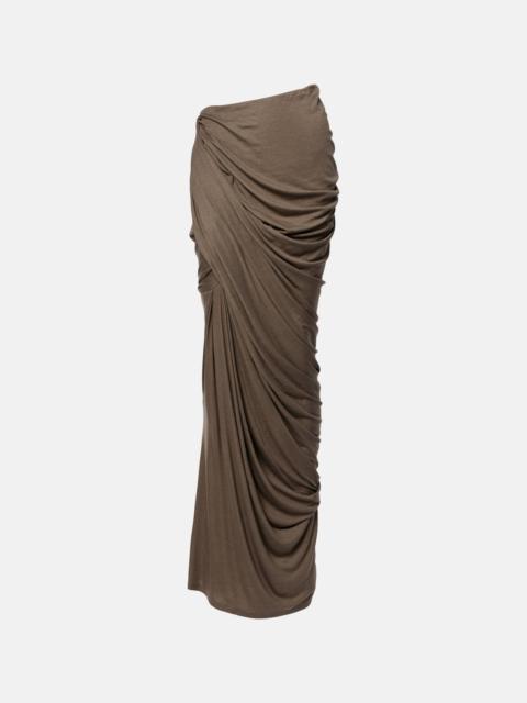 Draped jersey maxi skirt