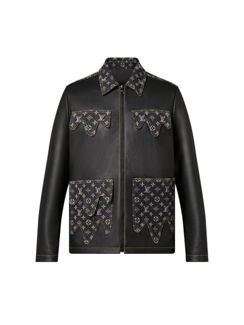 Crazy Mix Leather Denim Blouson
