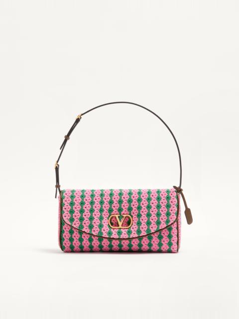VALENTINO GARAVANI DEVAIN SMALL SHOULDER BAG IN CROCHET FABRIC